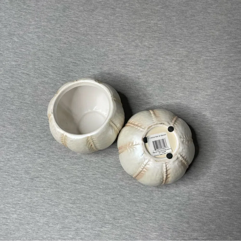 Target Biege 5” Round Pumpkin Ceramic Planter Pot 2 PCS. Set